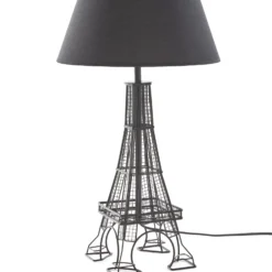 Lámpara de mesa Lindby Croia, negra, metal, Ø 28 cm, E27