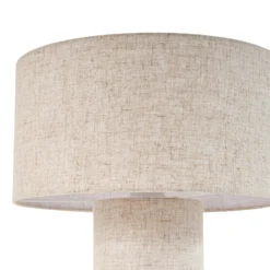 Lámpara de mesa Lindby Elfie, Ø 35 cm, beige, lino, E27