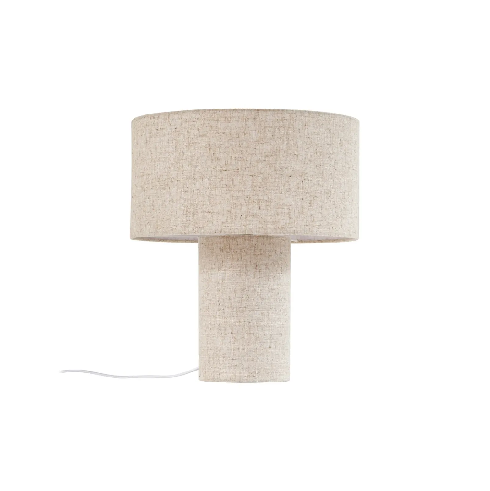Lámpara de mesa Lindby Elfie, Ø 35 cm, beige, lino, E27