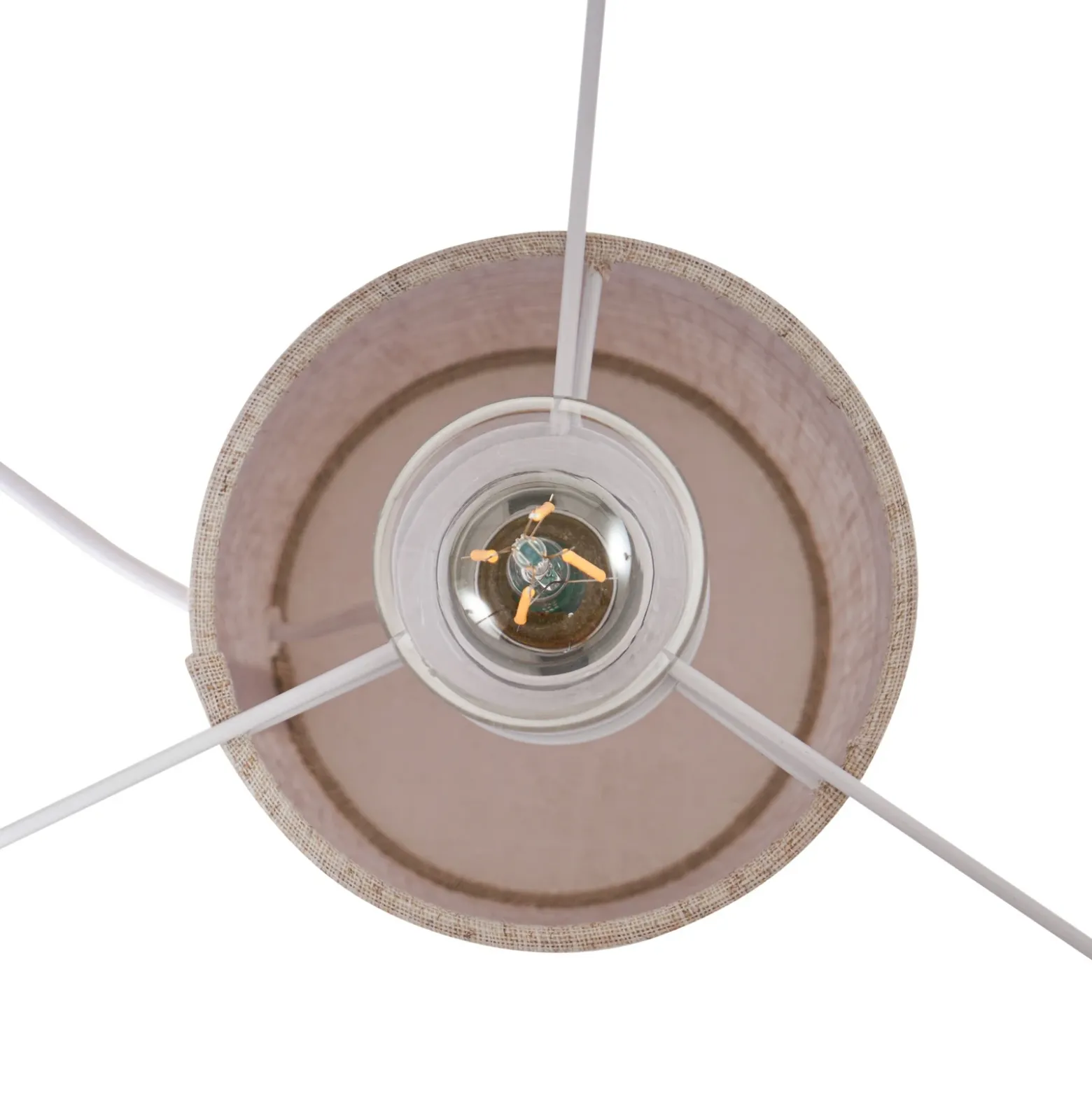 Lámpara de mesa Lindby Elfie, Ø 35 cm, beige, lino, E27