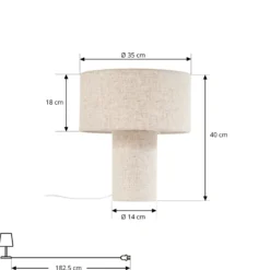 Lámpara de mesa Lindby Elfie, Ø 35 cm, beige, lino, E27