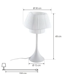 Lámpara de mesa Lindby Eryndor, blanca, textil, Ø 30 cm, E27