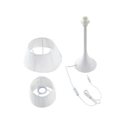 Lámpara de mesa Lindby Eryndor, blanca, textil, Ø 30 cm, E27