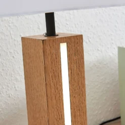 Lámpara de mesa Lindby Garry, 2 luces, blanca, madera, 53 cm, E27