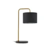 Lámpara de mesa Lindby Hillary, negro/oro, mármol, 49 cm