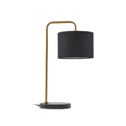 Lámpara de mesa Lindby Hillary, negro/oro, mármol, 49 cm