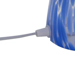 Lámpara de mesa Lindby Hubi, azul, cristal, Ø 22 cm, forma de seta