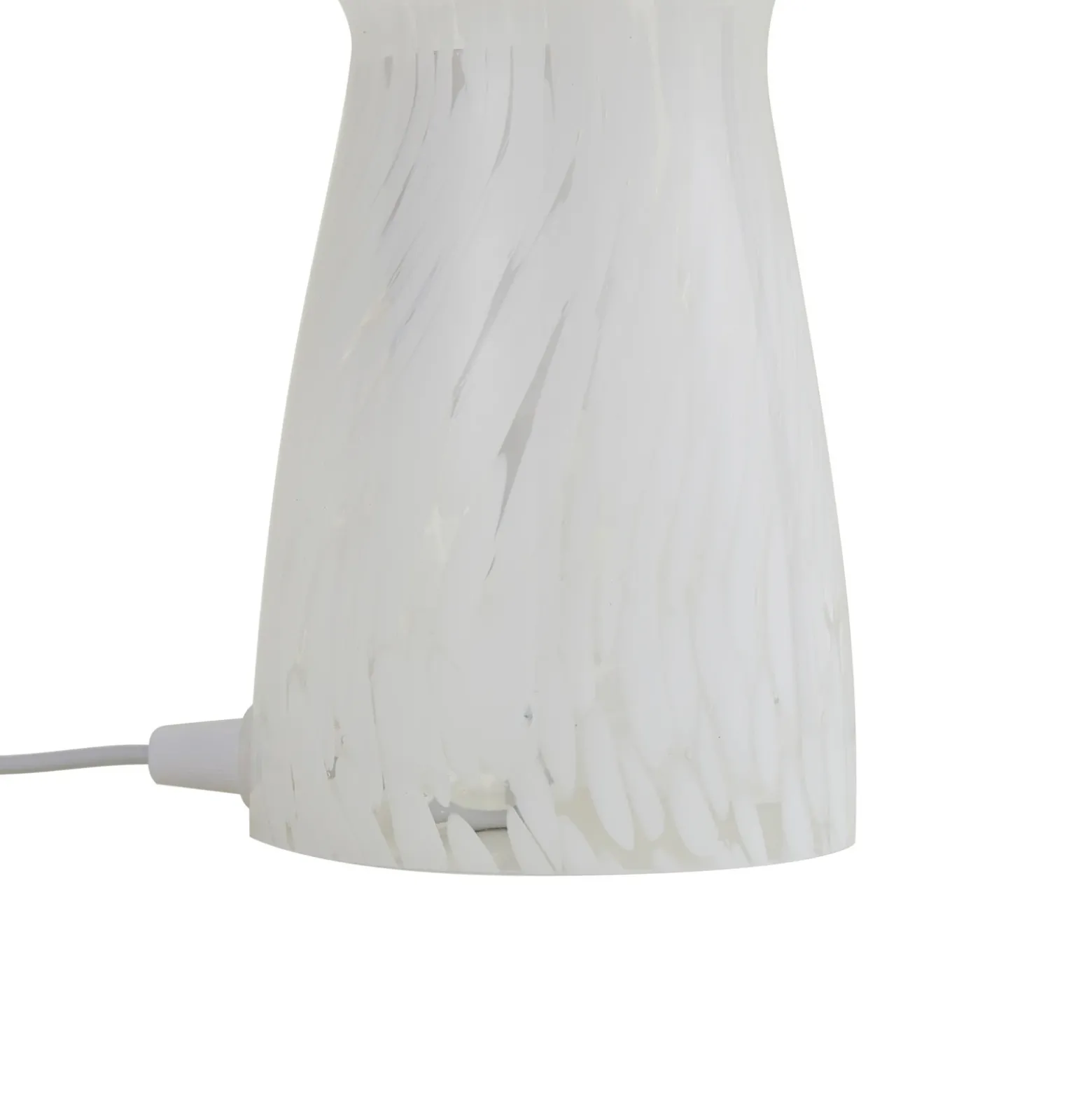 Lámpara de mesa Lindby Hubi, blanca, cristal, Ø 22 cm, forma de seta