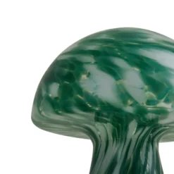 Lámpara de mesa Lindby Hubi, verde, cristal, Ø 22 cm, forma de seta