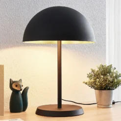 Lámpara de mesa Lindby Idalene, altura 51 cm, negra, metal
