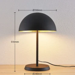 Lámpara de mesa Lindby Idalene, altura 51 cm, negra, metal