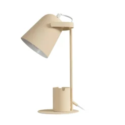 Lámpara de mesa Lindby Ilmar, beige/blanco, metal, Ø 12 cm