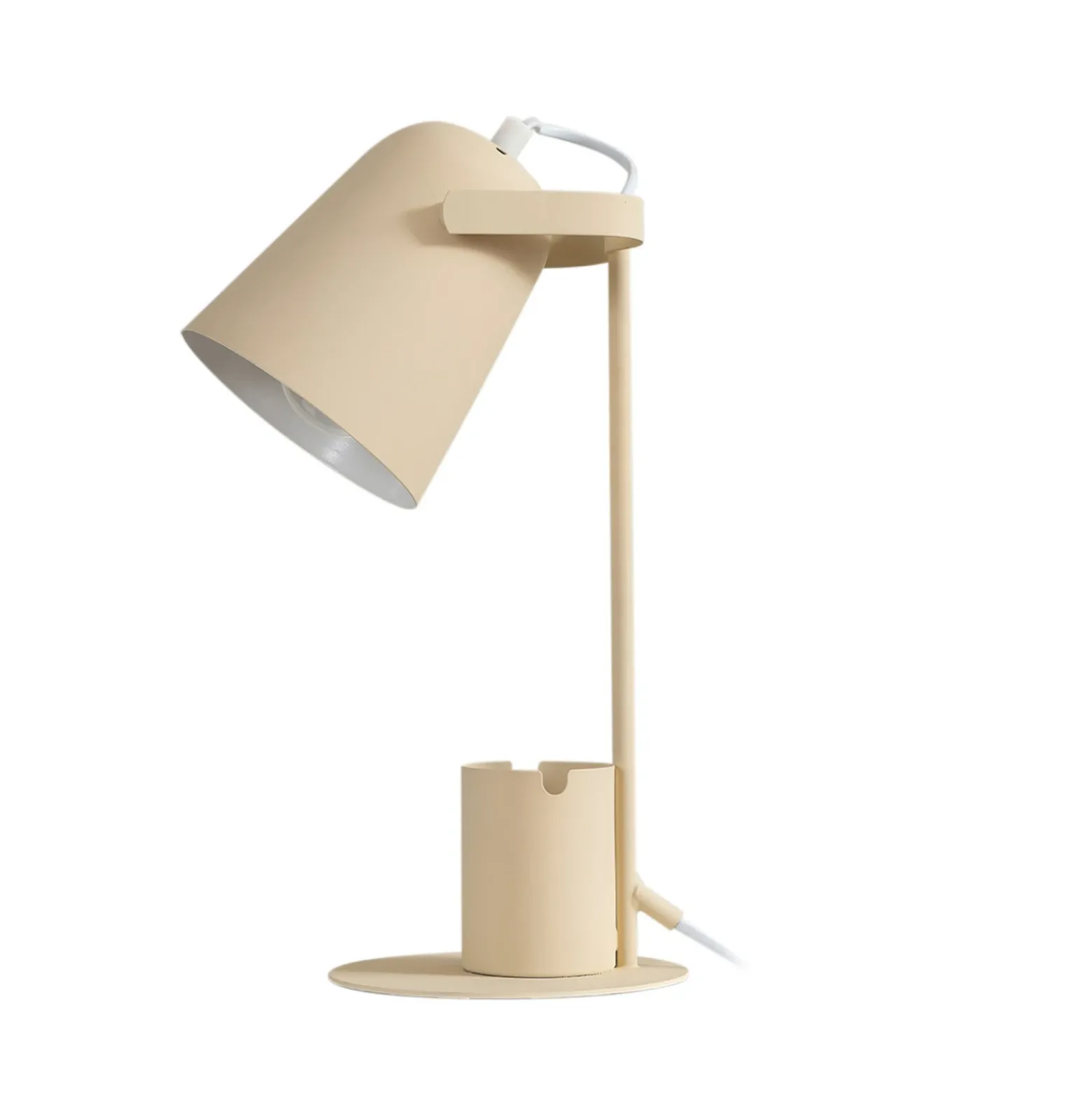 Lámpara de mesa Lindby Ilmar, beige/blanco, metal, Ø 12 cm
