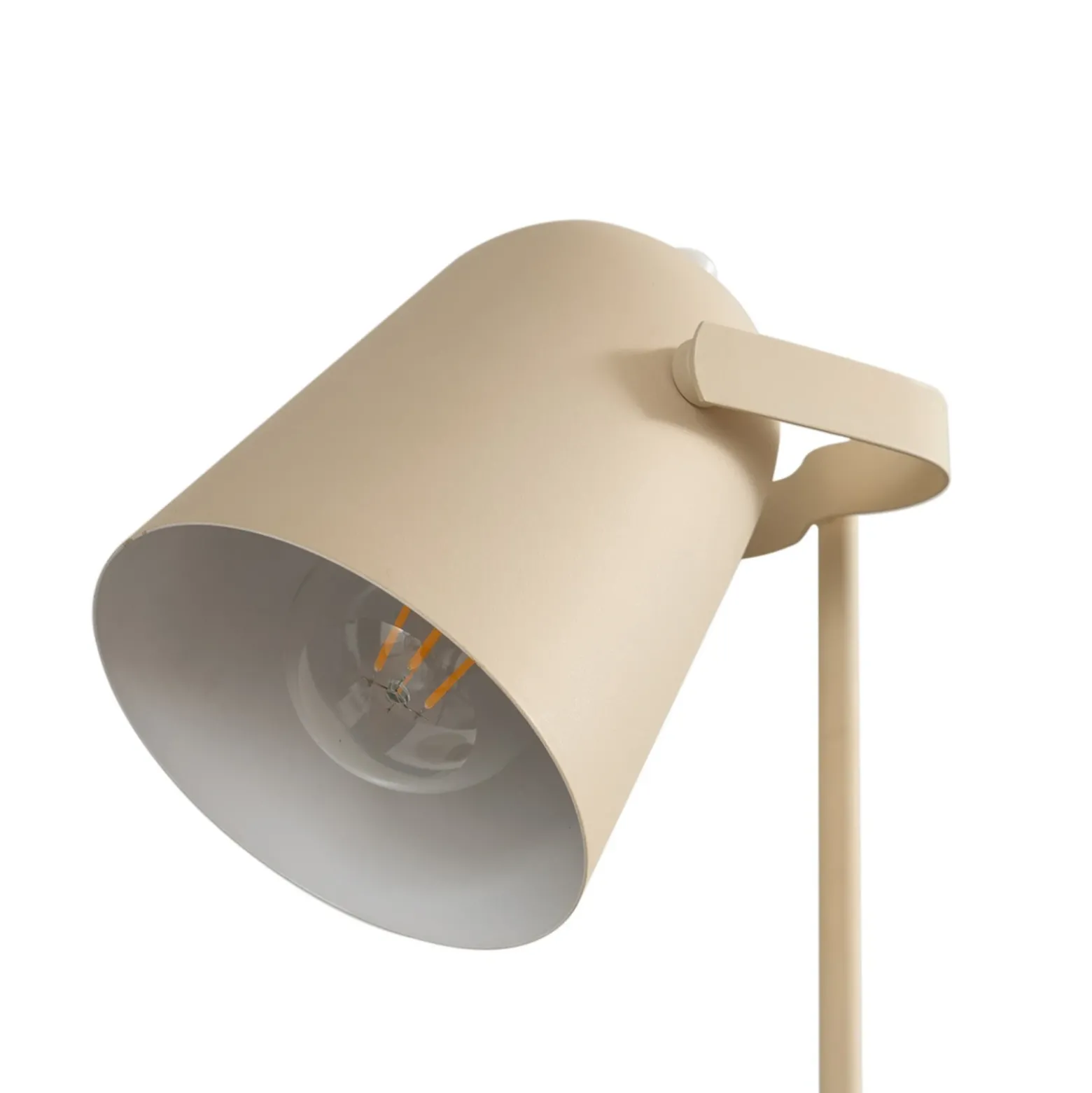 Lámpara de mesa Lindby Ilmar, beige/blanco, metal, Ø 12 cm