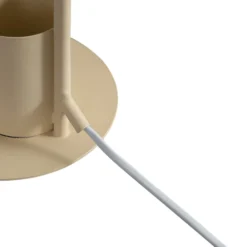 Lámpara de mesa Lindby Ilmar, beige/blanco, metal, Ø 12 cm