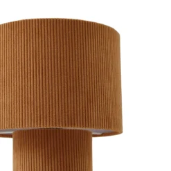 Lámpara de mesa Lindby Jone, marrón claro, textil, 30 cm de altura, E27