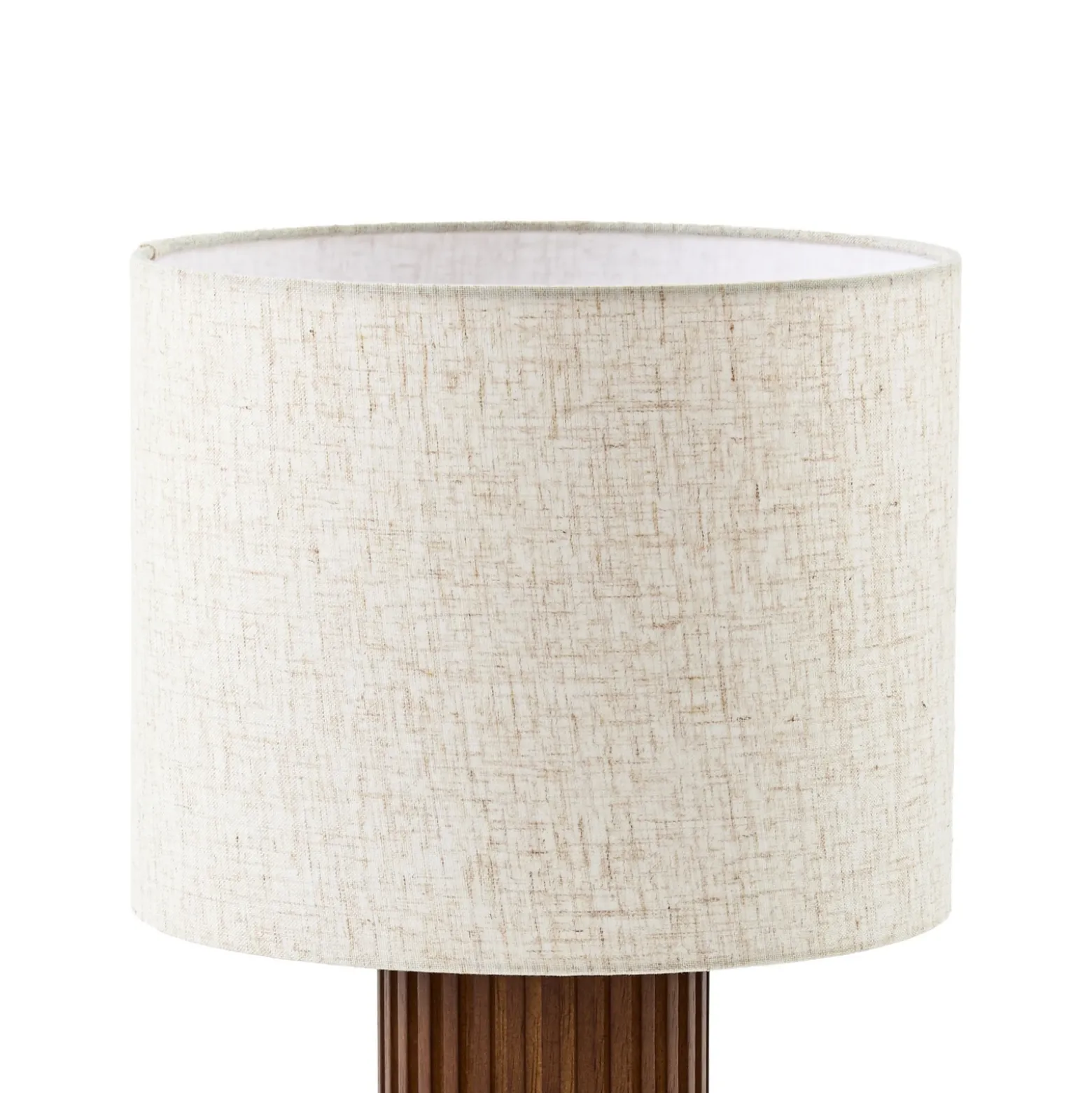 Lámpara de mesa Lindby Kimiko, altura 38 cm, madera de nogal, tela