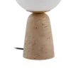 Lámpara de mesa Lindby Kirstan, beige, blanco, cristal, piedra, 33 cm
