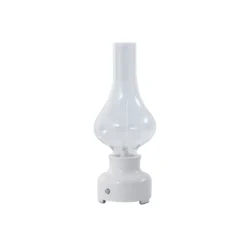 Lámpara de mesa Lindby LED recargable Maxentius, crema, cristal, atenuador