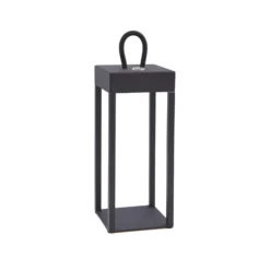 Lámpara de mesa Lindby LED recargable Iruna, negra, metal, 27cm, atenuable.
