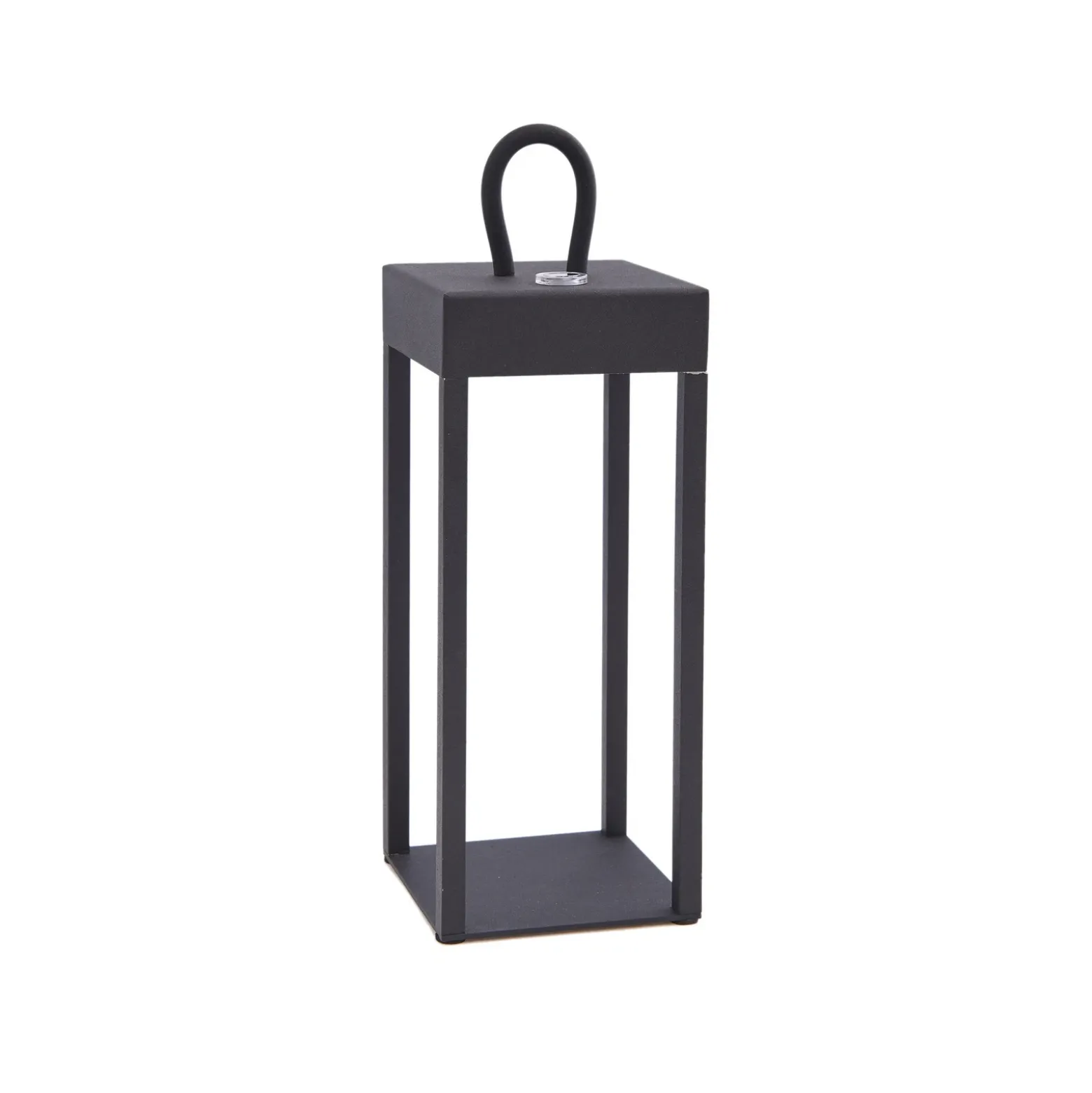 Lámpara de mesa Lindby LED recargable Iruna, negra, metal, 27cm, atenuable.