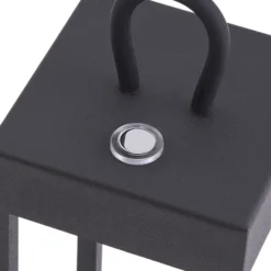 Lámpara de mesa Lindby LED recargable Iruna, negra, metal, 27cm, atenuable.