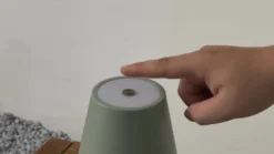 Lámpara de mesa Lindby LED recargable Janea TWIN, verde, metal