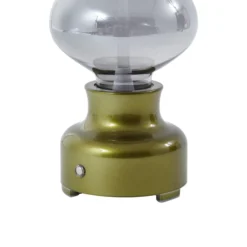 Lámpara de mesa Lindby LED recargable Maxentius, verde, cristal, atenuador