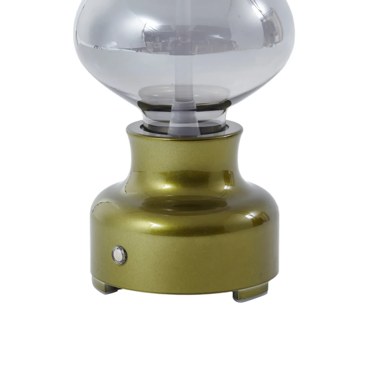 Lámpara de mesa Lindby LED recargable Maxentius, verde, cristal, atenuador
