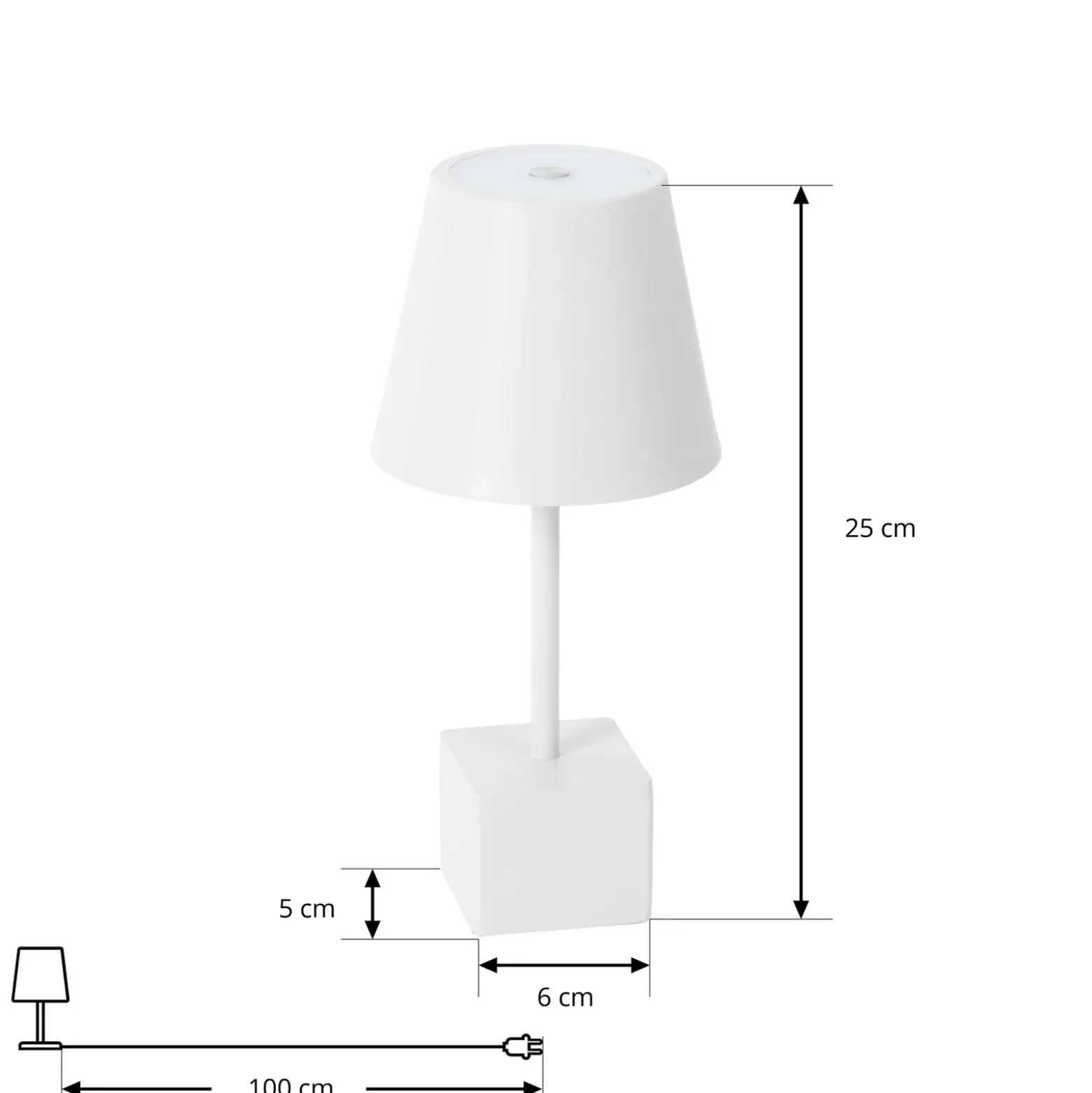 Lámpara de mesa Lindby LED recargable Janea CUBE, blanca, metal