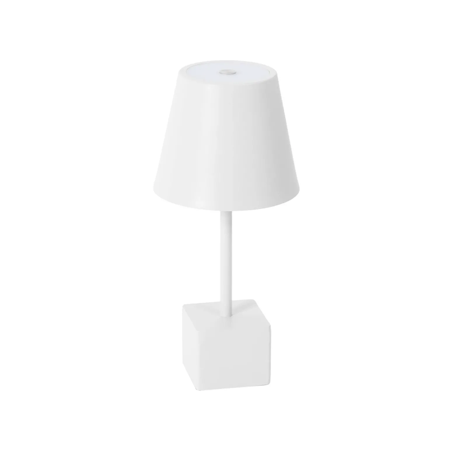 Lámpara de mesa Lindby LED recargable Janea CUBE, blanca, metal