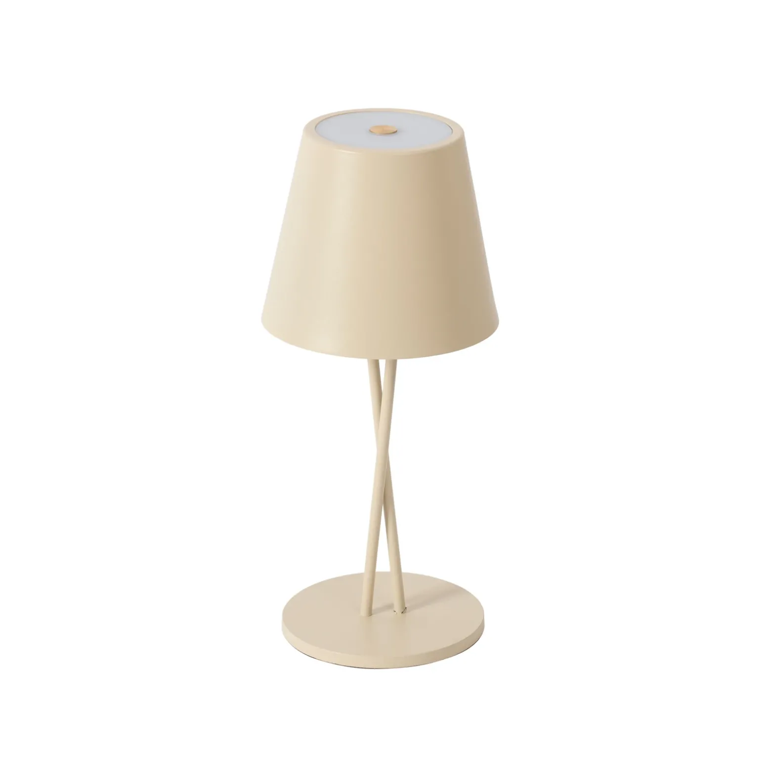 Lámpara de mesa Lindby LED recargable Janea, CRUZ, beige, metal