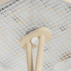 Lámpara de mesa Lindby LED recargable Janea, CRUZ, beige, metal