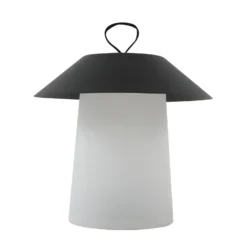 Lámpara de mesa Lindby LED recargable Kalina, negra/blanca, IP44