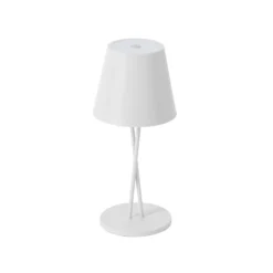 Lámpara de mesa Lindby LED recargable Janea CROSS, blanca, metal