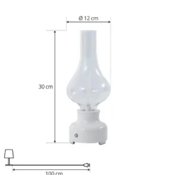 Lámpara de mesa Lindby LED recargable Maxentius, crema, cristal, atenuador