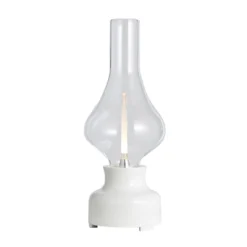 Lámpara de mesa Lindby LED recargable Maxentius, crema, cristal, atenuador
