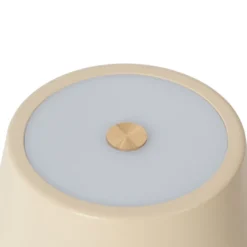 Lámpara de mesa Lindby LED recargable Janea CUBE, beige, metal