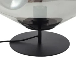 Lámpara de mesa Lindby Lelia, gris humo, cristal, metal, Ø 35 cm