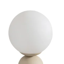 Lámpara de mesa Lindby Lennes, beige, cristal, Ø 20 cm