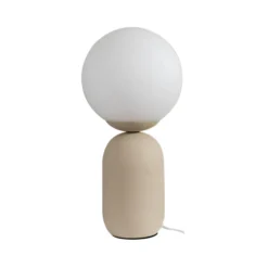 Lámpara de mesa Lindby Lennes, beige, cristal, Ø 20 cm