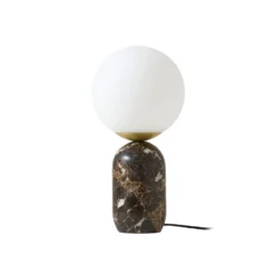 Lámpara de mesa Lindby Lennes x Eva Söllner, marrón, mármol, Ø20 cm