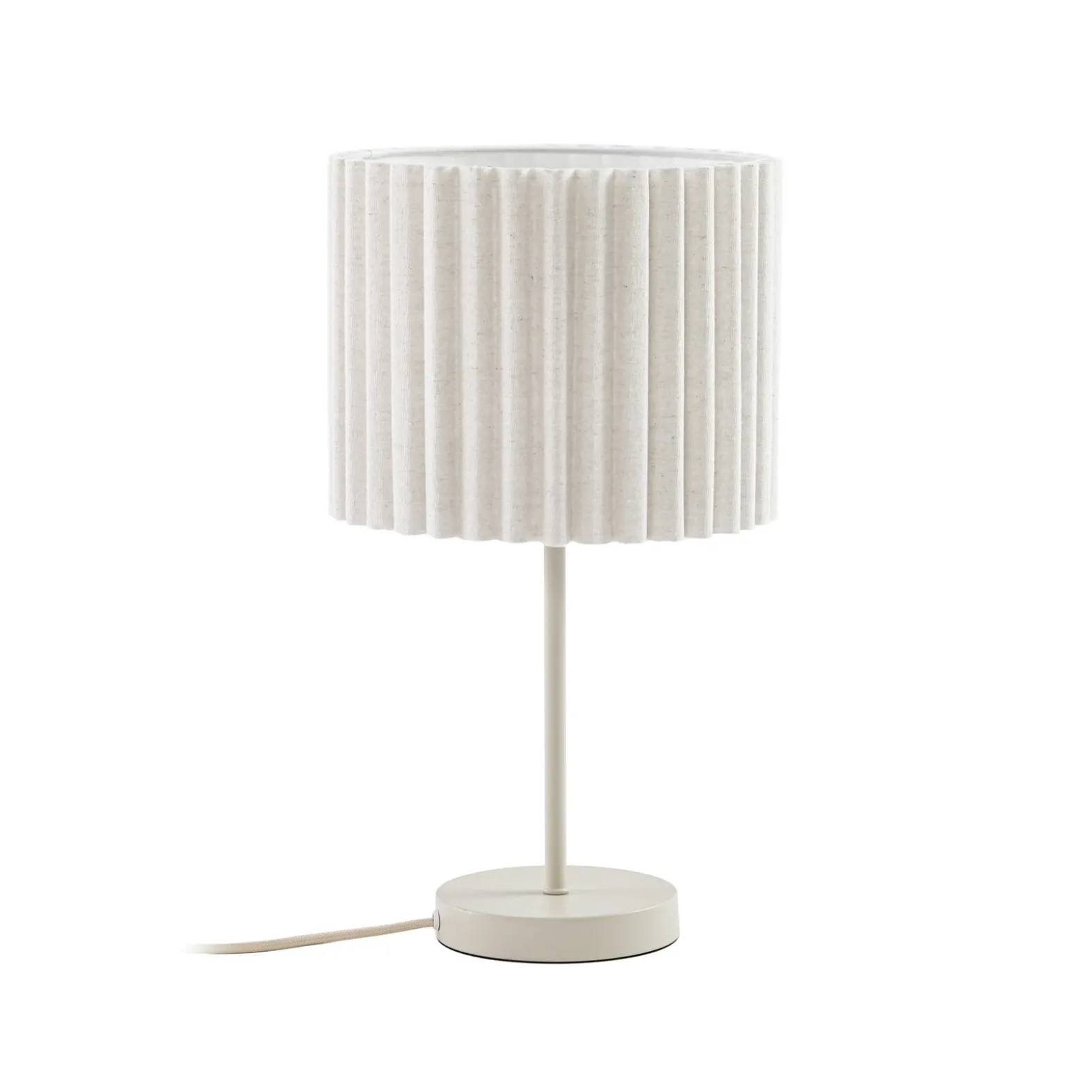Lámpara de mesa Lindby Libbie, altura 45 cm, lino, color crema, casquillo E27