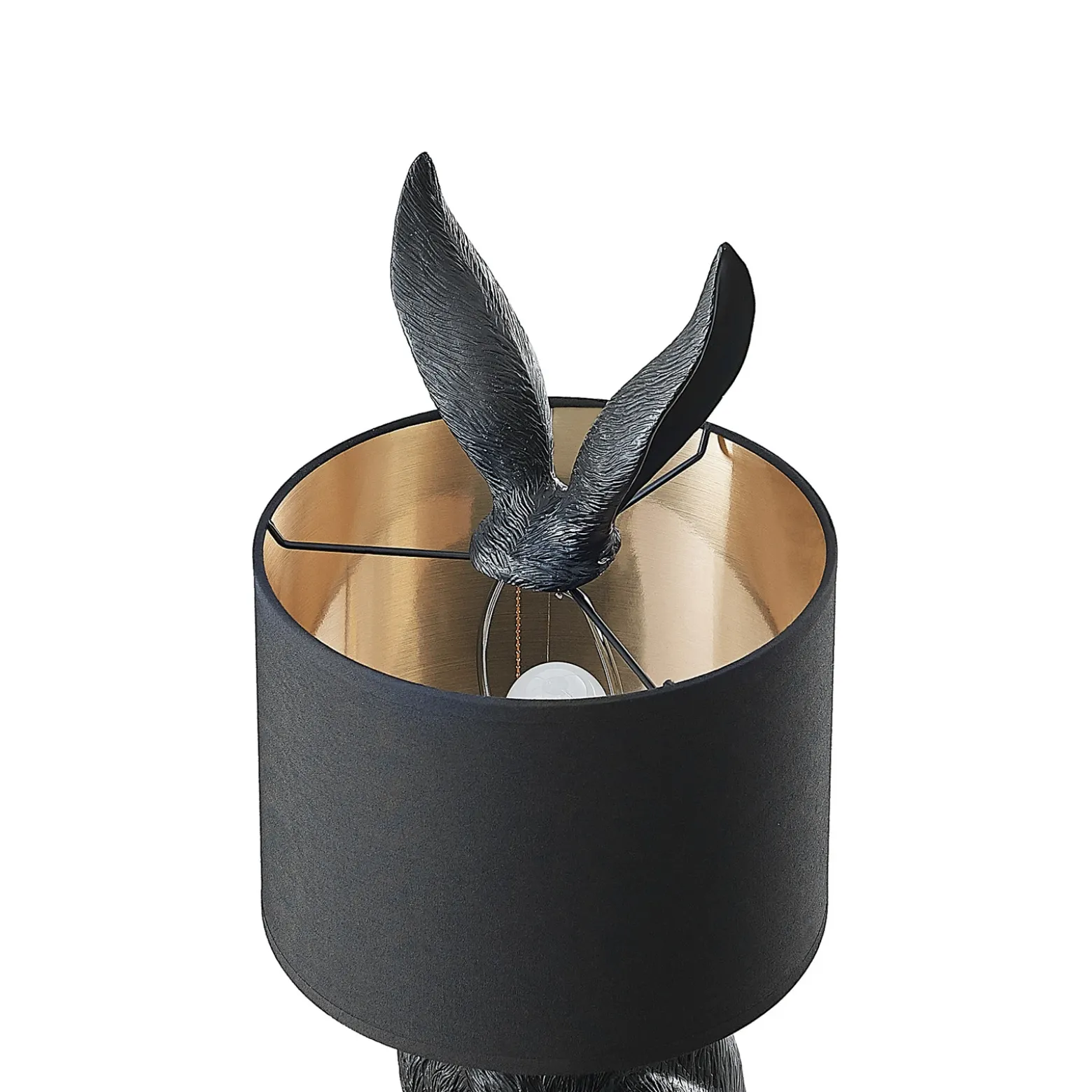 Lámpara de mesa Lindby Lorentina, 56 cm, conejo, negro, textil