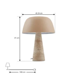 Lámpara de mesa Lindby Magritt, beige, metal, piedra, 41 cm