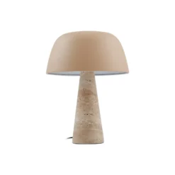 Lámpara de mesa Lindby Magritt, beige, metal, piedra, 41 cm