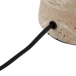 Lámpara de mesa Lindby Magritt, beige, metal, piedra, 41 cm