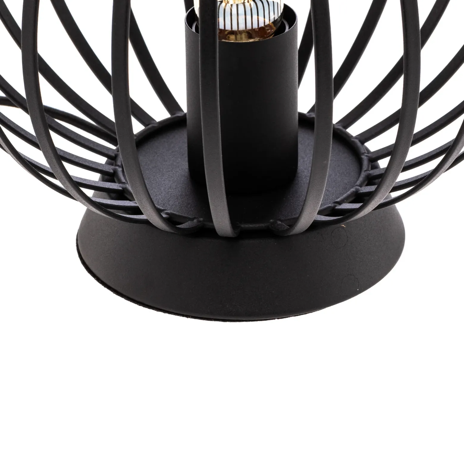 Lámpara de mesa Lindby Maivi, negra, 25 cm, hierro, jaula