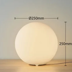 Lámpara de mesa Lindby Marike, blanca, cristal, globo, Ø 25 cm, E27