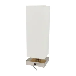 Lámpara de mesa Lindby Martje, altura 35 cm, blanca, textil, metal